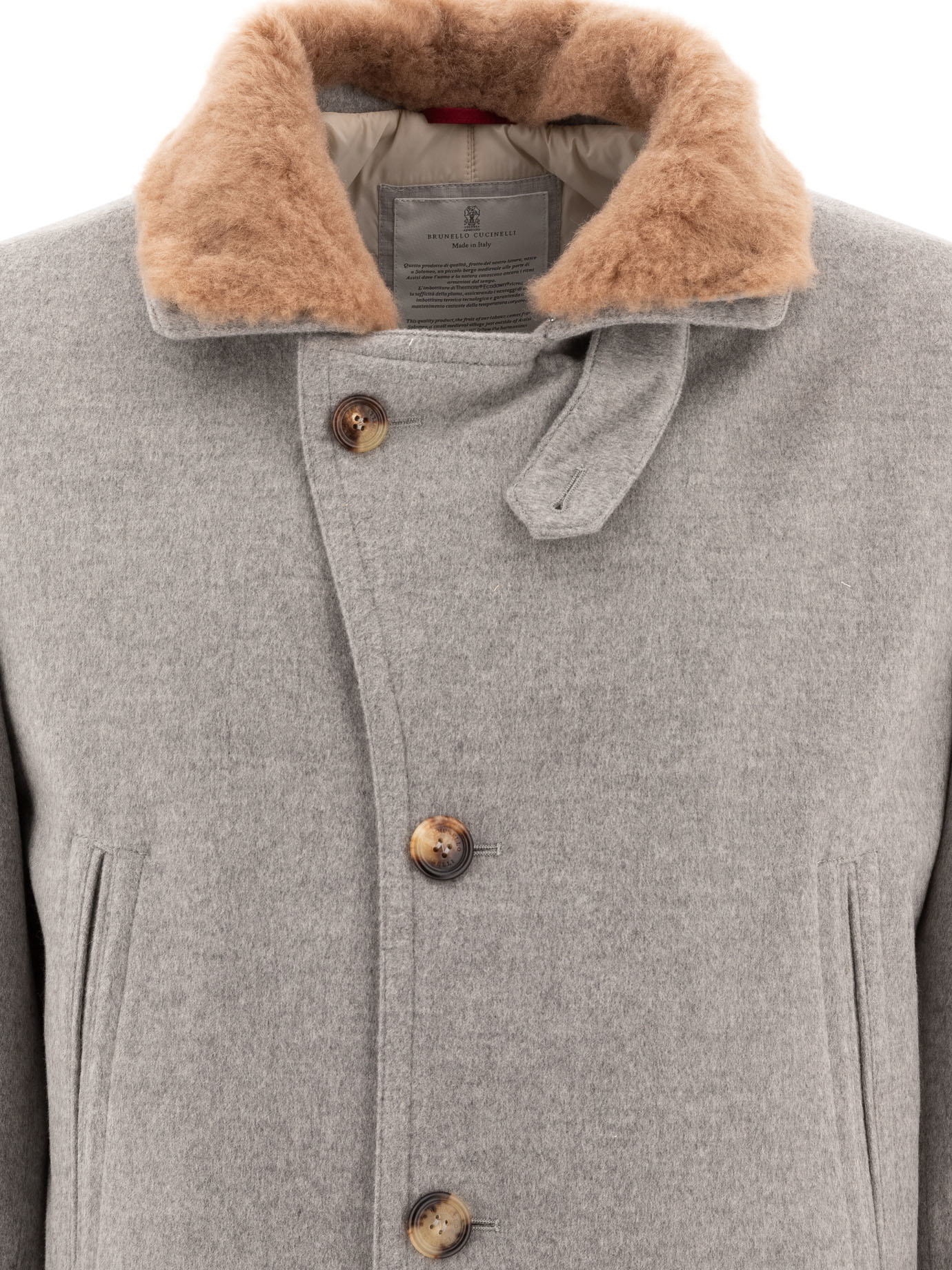 BRUNELLO CUCINELLI Grey Bonded cashmere beaver coat